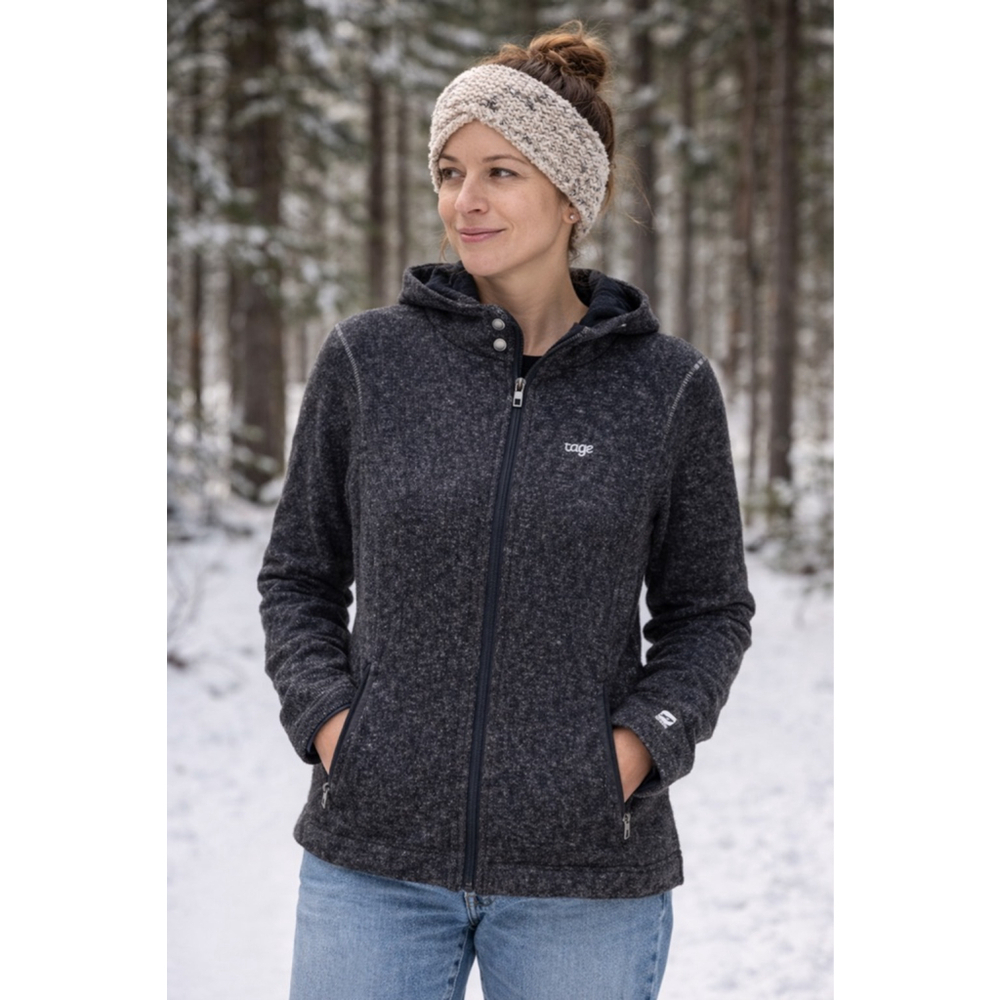 Orage Women's Gray Wool Blend Full Zip Hooded Jacket Medium